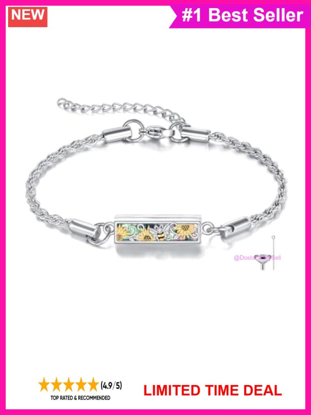 Sterling Silver Abalone Hummingbird Urn Bracelet for Ashes Women Memorial